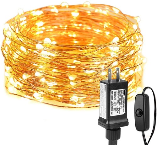 Fairy Lights Plug in, 33ft 100 LED String Lights for Bedroom, Warm White Copp...