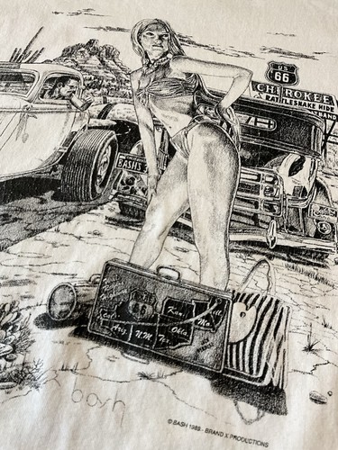 Maglietta Vintage 1989 Bash Brand X Productions Hot Rod Pin Up Punto Singolo Taglia L - Foto 8 di 16