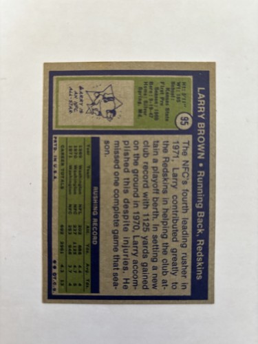 1972 Topps Football - Larry Brown NM-MT - Bild 2 von 2