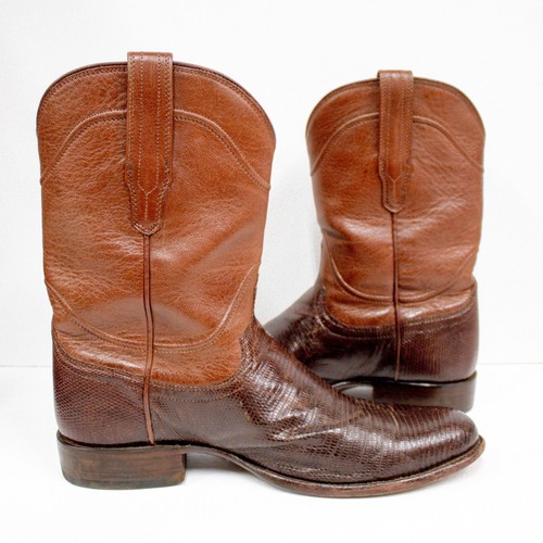 Tecovas The Nash Botas Roper de Cuero Marrón Lagarto Botas Occidentales para Hombre Talla 10D - Imagen 7 de 13