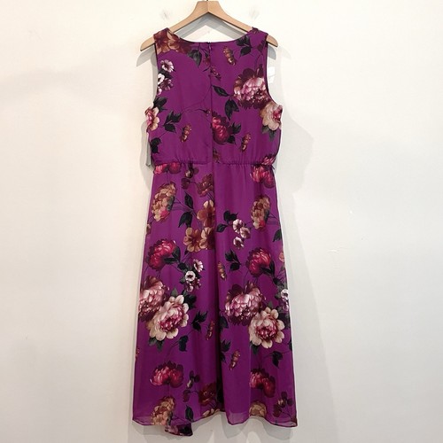 Donna Ricco Women's 14 Draped Neck Floral Sleeveless Midi Dress Purple - Picture 11 of 15