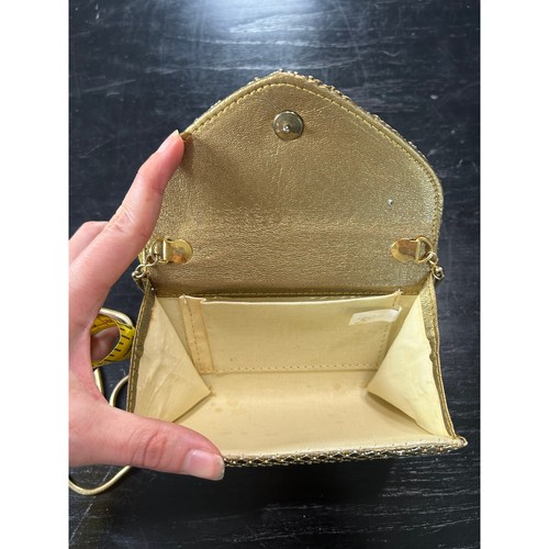 Vintage Mesh Chain Crossbody Clutch Mini Bag- Gold- Disco Retro preowned - Picture 5 of 6
