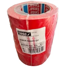 Tesa PVC Tape Adhesive Roll 66m x 50mm Red 60404 2in x 72Yards (3 PK)