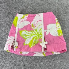 Lilly Pulitzer Mini Skirt Skort Shorts Pink Green Floral Girls Toddler Size 7