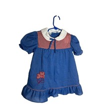 Vintage Robyn Sue size 5 little girls blue with red gingham dress
