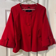 Jack by BB Dakota Y2K Red Cape Style Cropped Preppy Feminine Women's Jacket
