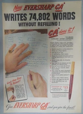Eversharp Pens and Pencils Ad: Eversharp "Capillary Action" Pen from 1946