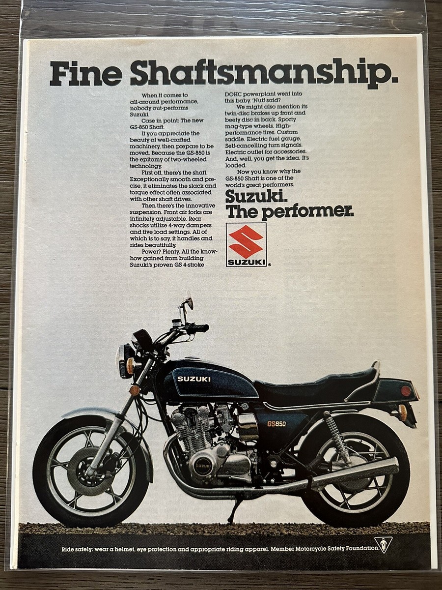 80 Suzuki GS850 “Shaftsmanship” Vintage Motorcycle Print Ad 79