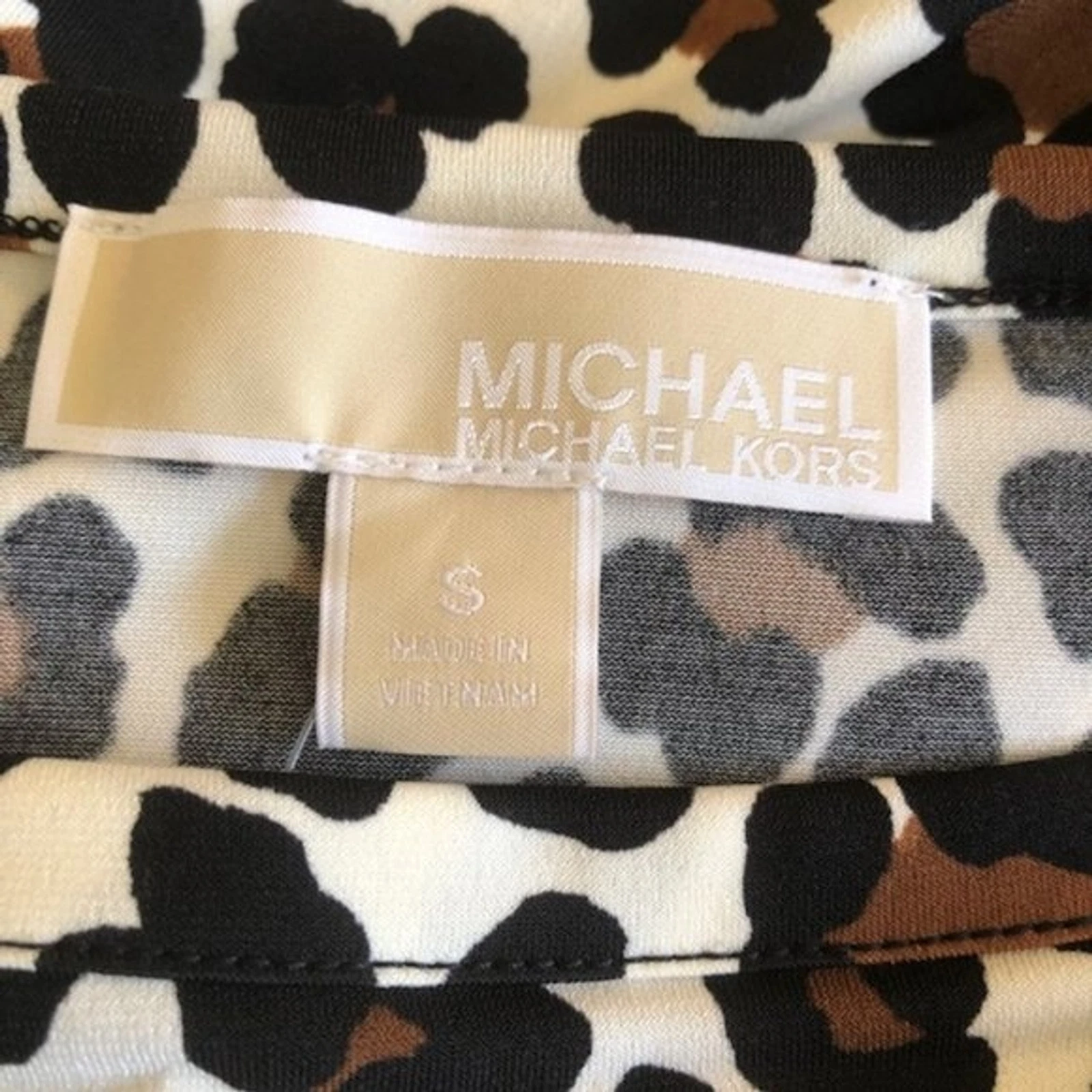 Abito donna Michael Kors petite savana gatto manica lunga stampa animalier piccolo