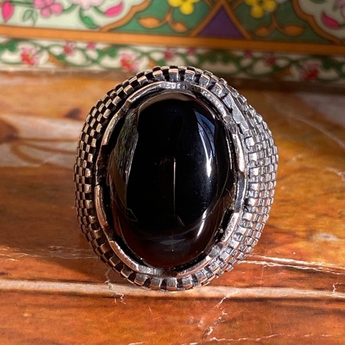Anillo de ágata wow hecho a mano de plata de ley 925 para hombre natural NEGRO ONYX Aqeeq ANILLO - Imagen 3 de 10