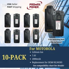 10x Replacement Batteries for Motorola Radios RDM2070d, RLN6305, CP110 [2000mAh]
