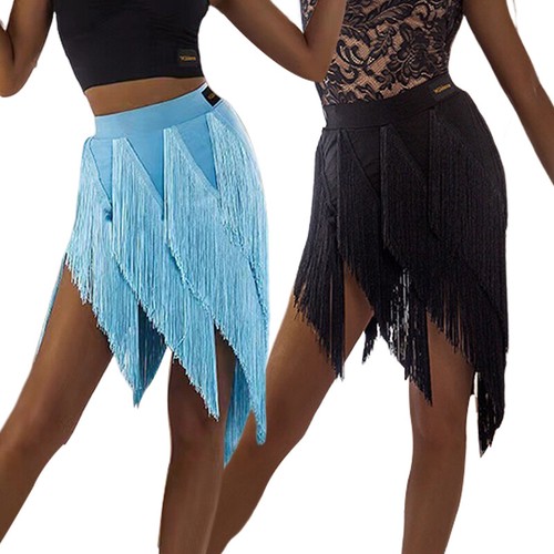 Women Latin Layers Tassels Fringes Dance Skirt Ballroom Salsa Samba Tango Dress - Picture 3 of 11