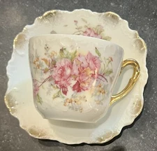 Antique Dresden Porcelain Handpainted Cup And Saucer