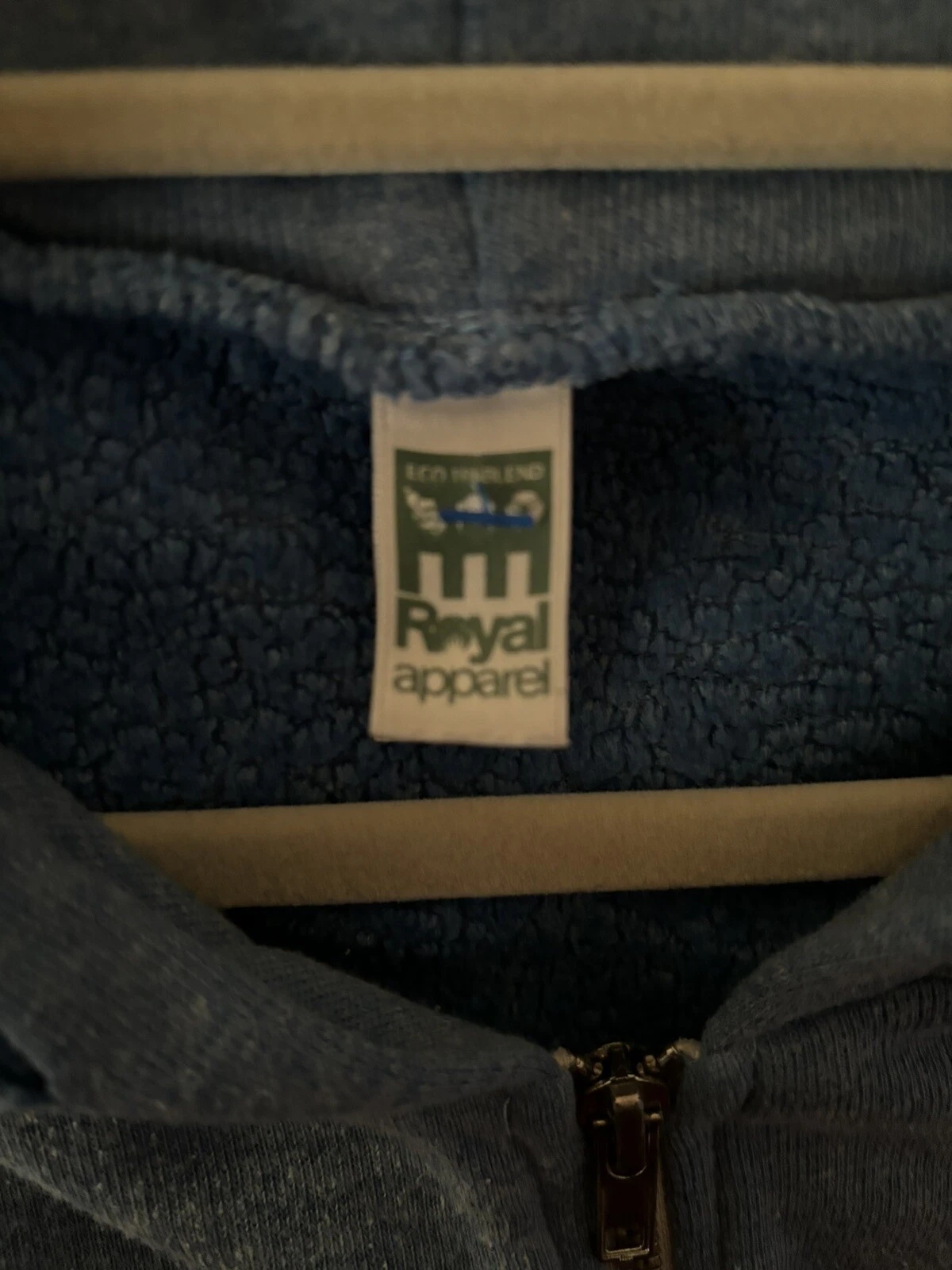 VETEMENTS Felpa con cappuccio blu Farmer's Market gallo da uomo taglia L con cerniera e tasche complete