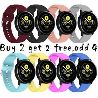 For Samsung Galaxy Watch 42mm Active 2/1 40/44mm Silicone Sport Band Strap 20mm-