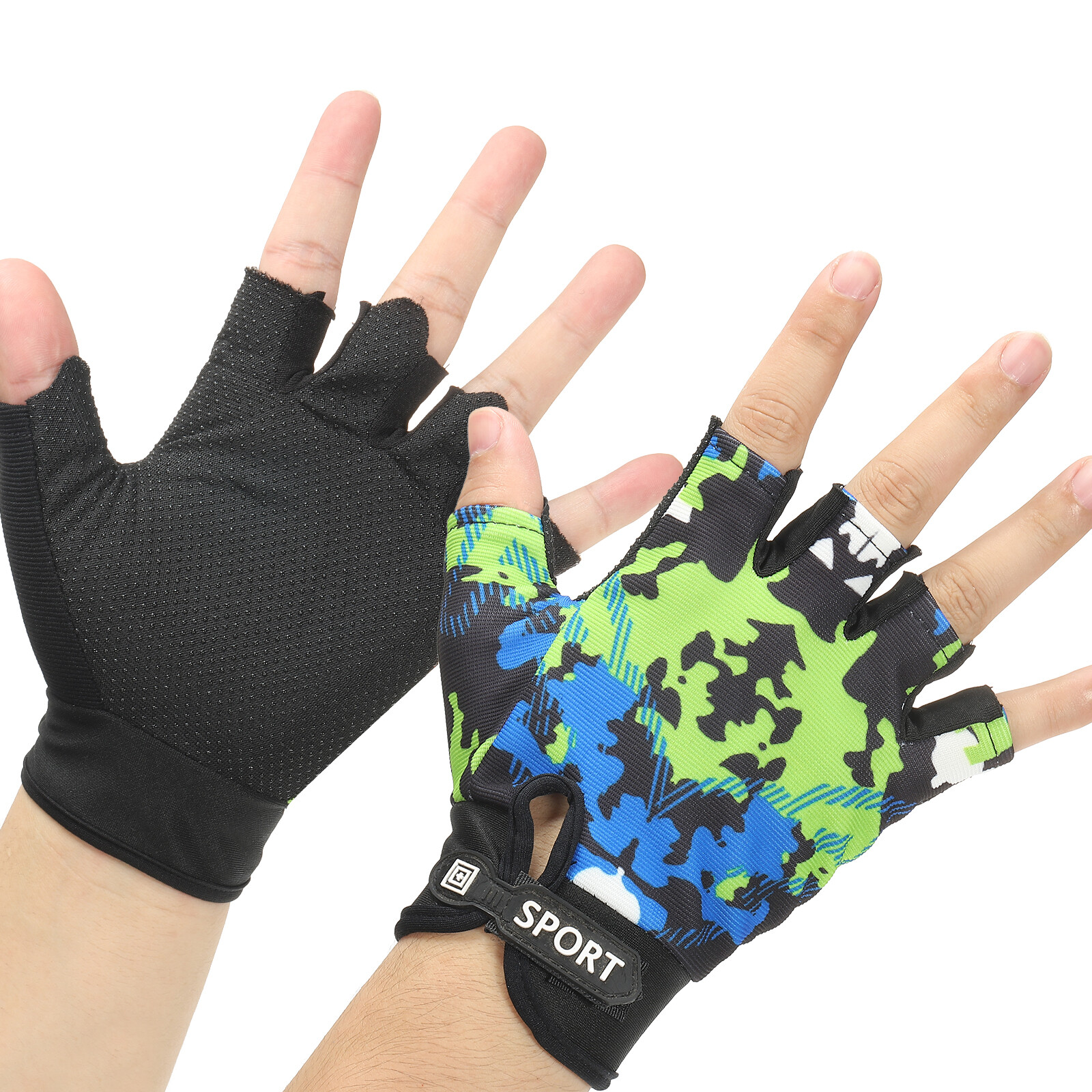 Weight Lifting Gloves for Men and Women Fitness Size L, Camouflage Blue