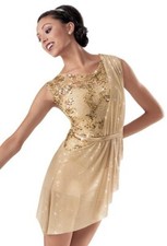 Sequin Lace Asymmetrical Biketard 6958 Weissman Dance Outfit Size LC