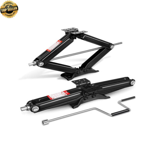 RV Trailer Stabilizer Leveling Scissor Jack W/ Speed Crank Black 2-Pack 5000lbs