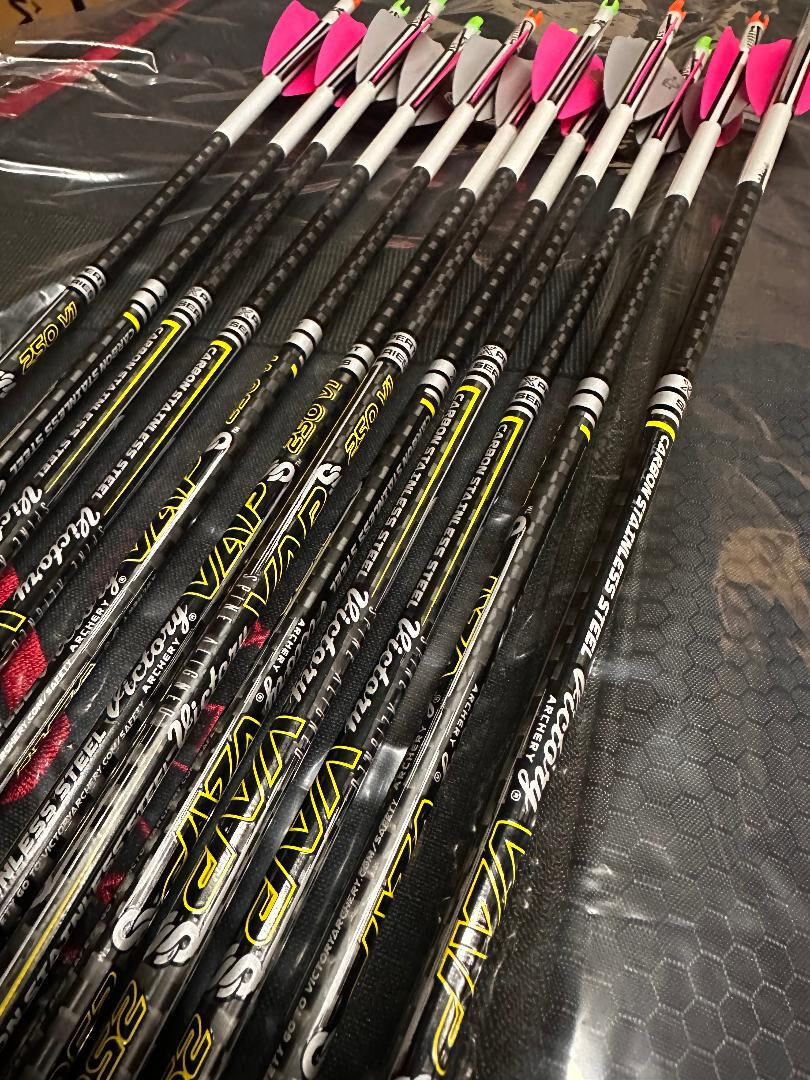 12pk 1 Dz NEW Victory VAP SS Elite 250 Carbon Arrows Custom 4 Fletched Q2i  27.25
