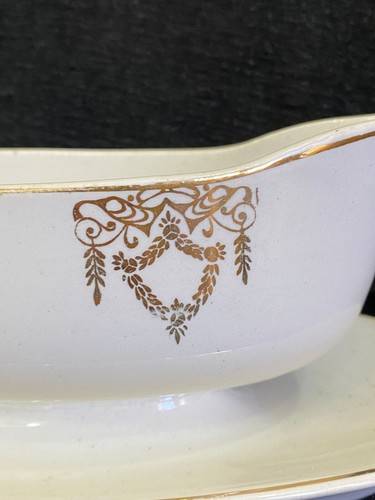 Antique White Sauce Boat Gravy 19th Century Porcelain Royale NIMY Decor Belgium - Picture 8 of 9
