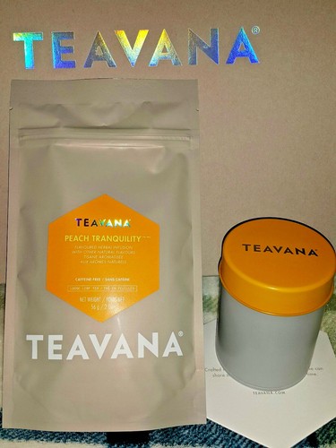 🍑🌈 🍑 NEW! 2 OZ TEAVANA PEACH TRANQUILITY HERBAL FACTORY SEALED TEA & TIN 🌈🍑 - Picture 9 of 12