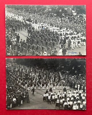 2 x occasion photo postcard Leipzig 1929 1st Dt. Workers Gymnastics and Sports Festival ( 128892