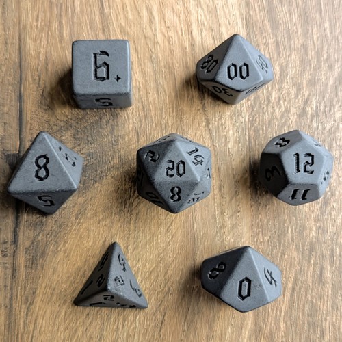 DND Dice Set Charcoal Black Polyhedral Plastic Die 7pcs TTRPG Dungeons Dragons - Picture 7 of 8