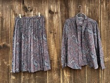 Vintage Ladies Paisley Print Skirt Set 2 Piece Size 14 Vintage