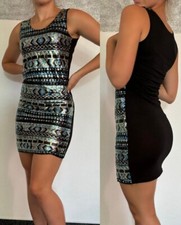 Sexy Miss Women's Glitter Sequin Dress Mini S/M 34/36 Black Multicolor