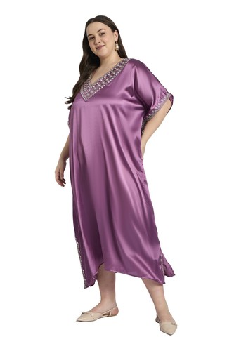 Plus Size Long Maxi Satin Kaftan Women Beach Wear Boho Gown Party Dress Caftan - Picture 11 of 37