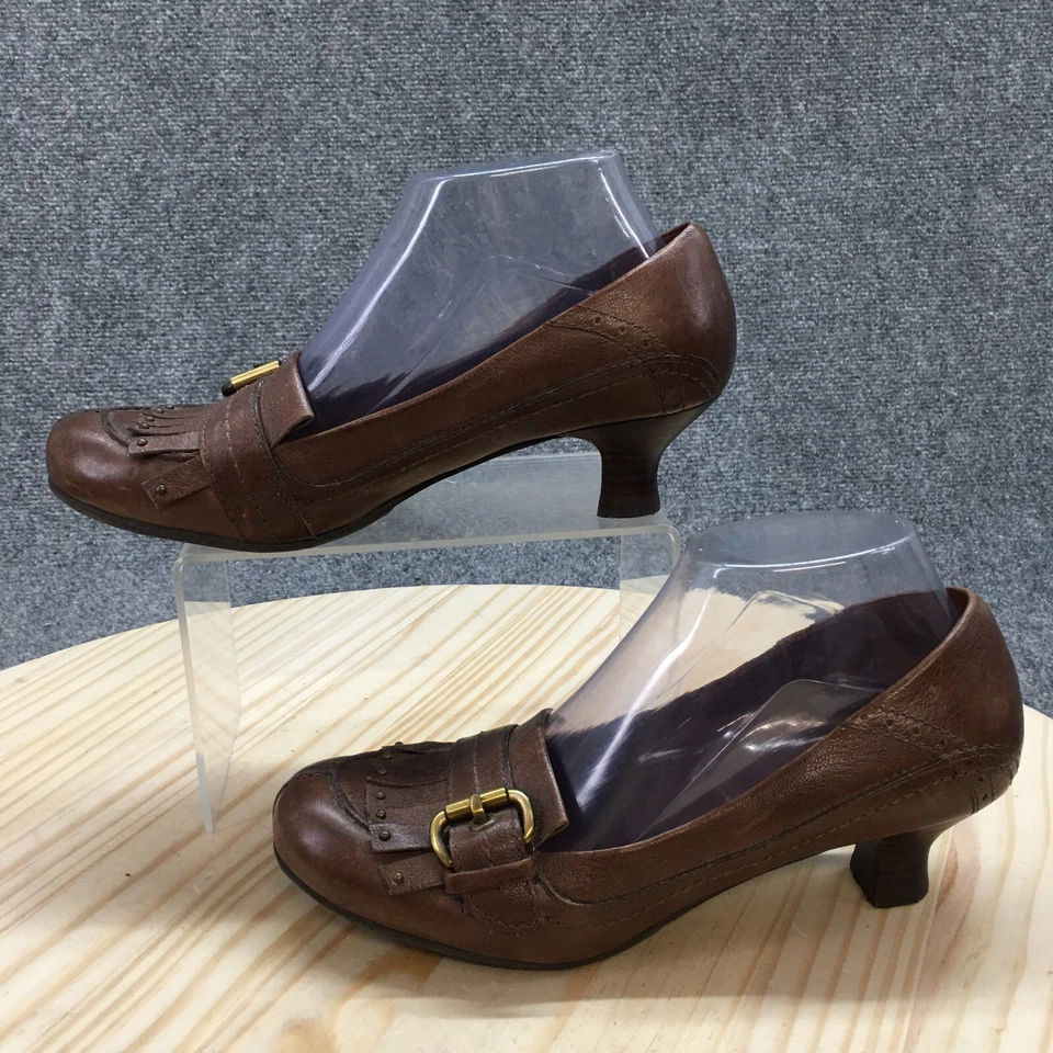 Nicole Pump Mocasines Mujer 8M Marrón Kiltie Punta Redonda Sin Cordones Informal Cuero Foto 2 de 4