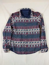 Chubbies Shirt Men's Small Flip It Reverse It Polar Bear Christmas Tree Blue