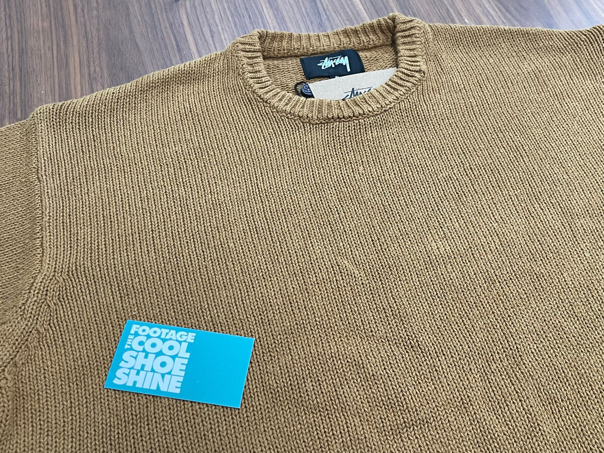STUSSY SURFMAN ICON COTTON LINEN CREWNECK WOVEN KNIT SWEATER STUSSY SURFMAN ICON COTTON LINEN CREWNECK WOVEN KNIT SWEATER