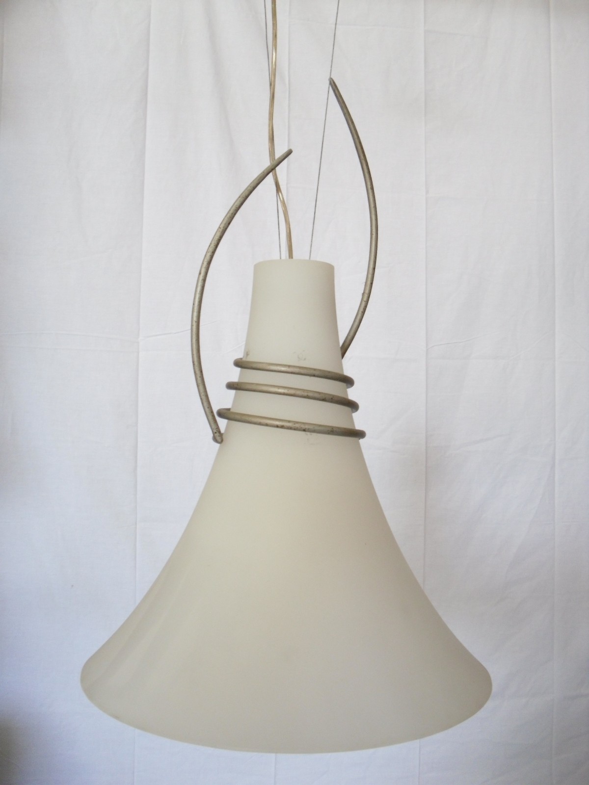 Lampada FALB 2008.30: Sospensione Rustica in Vetro Soffiato e Ferro