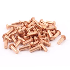 50 Pcs 3/16" Diameter 9/16" L Shank Round Head Copper Solid Rivets