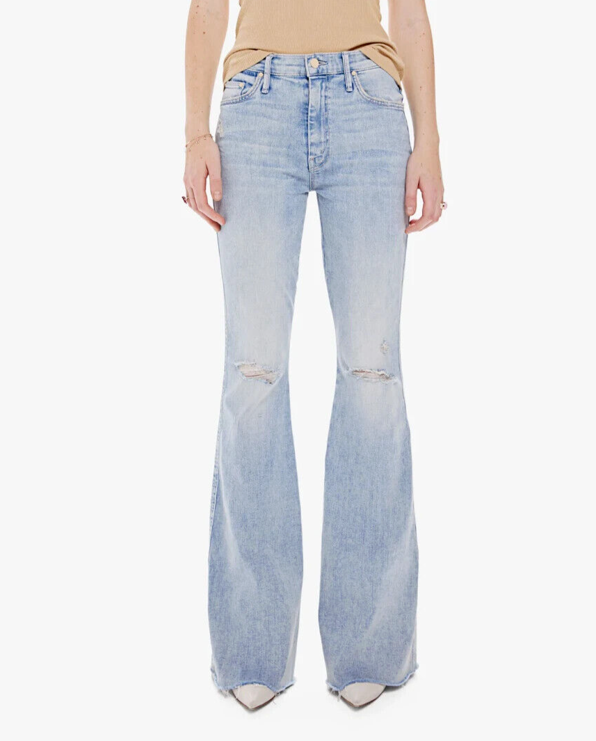 ★GRAILZ★ WASHED FLARE DENIM PANTS MOTHER THE SUPER CRUISER DOUBLE HEEL FRAY JEANS NATURE OF