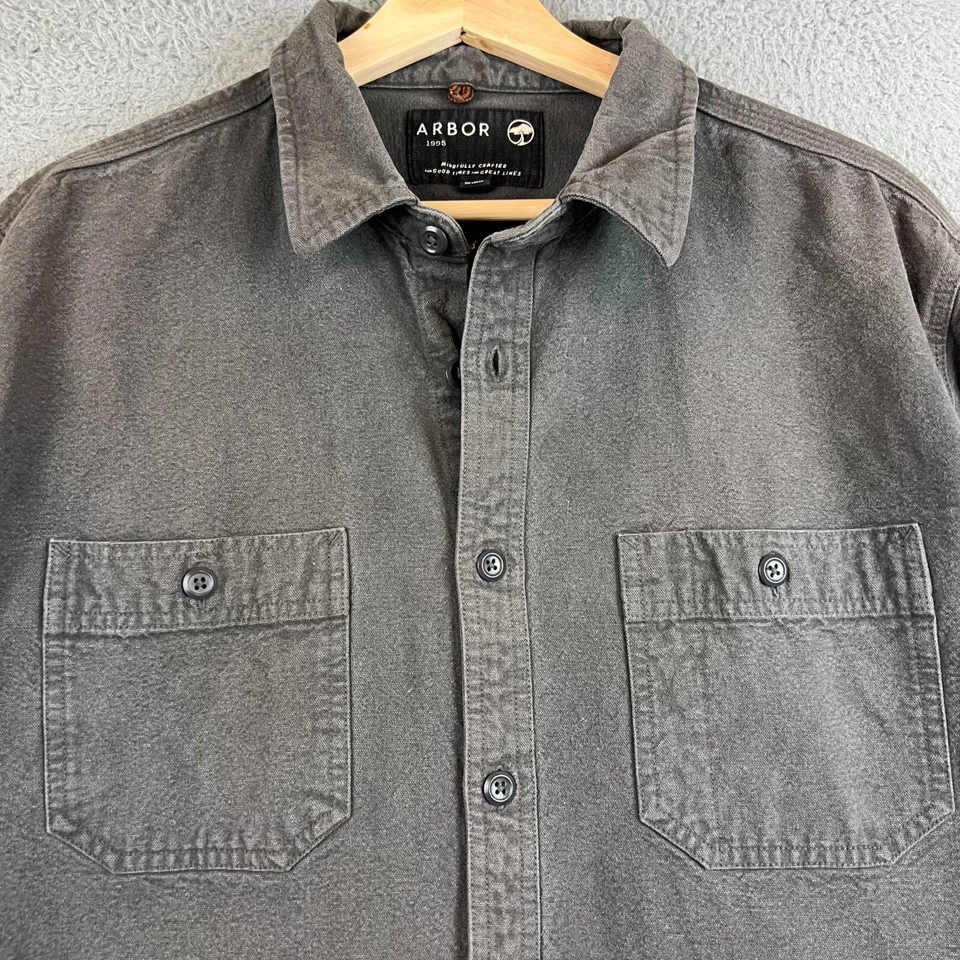 Camisa Arbor Para Hombres XL Gris Abotonada Sarga Trabajo Cabaña Exterior Ropa de Trabajo Foto 2 de 4