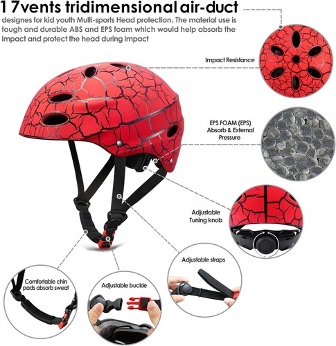 Kinderhelm Skaterhelm Kinder Verstellbar Kinder Helm 5-12 Jahre Alt Fahrradhelm - Bild 3 von 8
