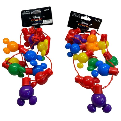 SET OF 2 Disney Pride Collection Rainbow Colored Mickey Heads Light Up