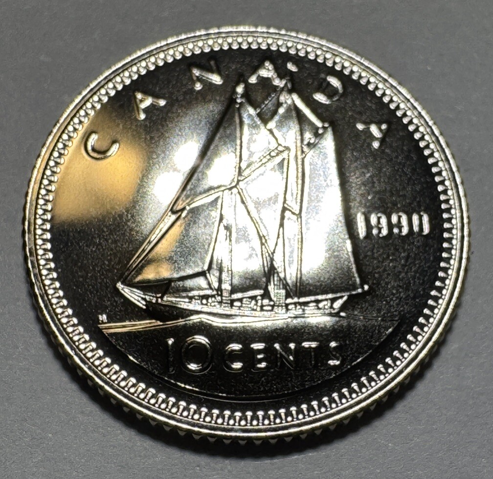 1990 Canadian 10Cent Dime Proof-Like Coin Uncirculated Directly