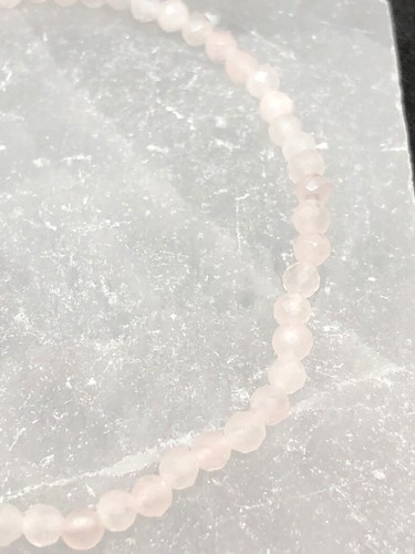 3MM Rose Quartz Faceted Round Beaded Stretchable Beautiful Bracelet 6-9" Woman - Picture 8 of 9