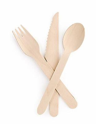 Wooden Disposable Cutlery KNIVES FORKS SPOONS Biodegradable Eco Party Bulk