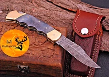 CUSTOM HAND MADE FORGED DAMASCUS STEEL FOLDING BLADE POCKET KNIFE  891