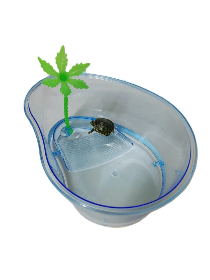 Laguna de tortugas renales con rampa de acceso y palmera. 3 tamaños. Tortuga no incluida Foto 2 de 4