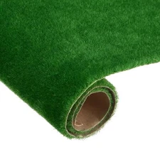 4pcs Artificial Model Grass Mat 10" x 10" Green Realistic Fake Turf for Garden