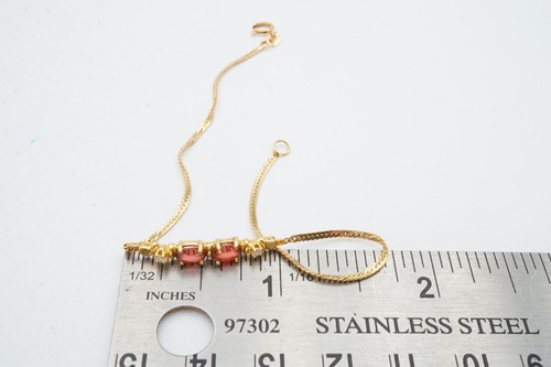 14k Yellow Gold Garnet Diamond Bracelet 7" - Picture 8 of 10