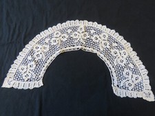 Vintage French Handmade Ladies Dress Lace Collar Cream Flower Pattern