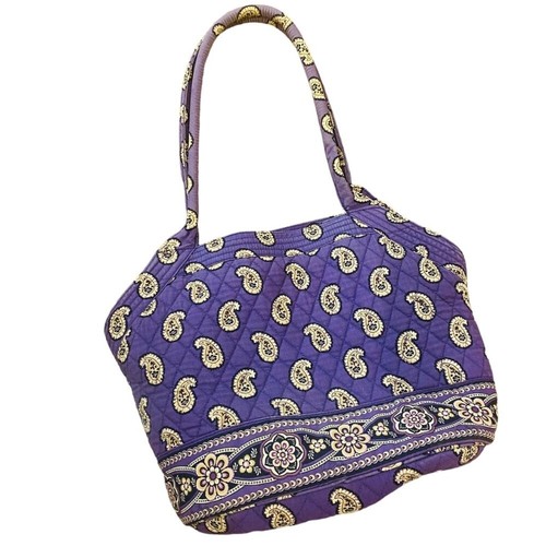Vera Bradley Quilted Paisley Tote Bag Simply Violet Pattern 100% Cotton Purple