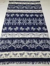 Vintage Handwoven Indonesian Ikat Shawl 125x53 inches