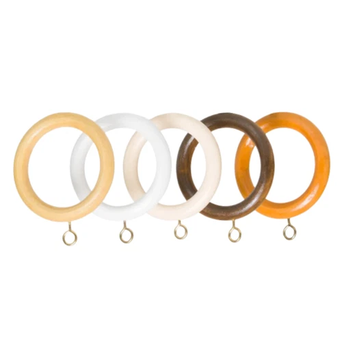 Wooden Curtain Rings 45mm - Multi Colour - Heavy Duty Rings With Screwed Eyelet